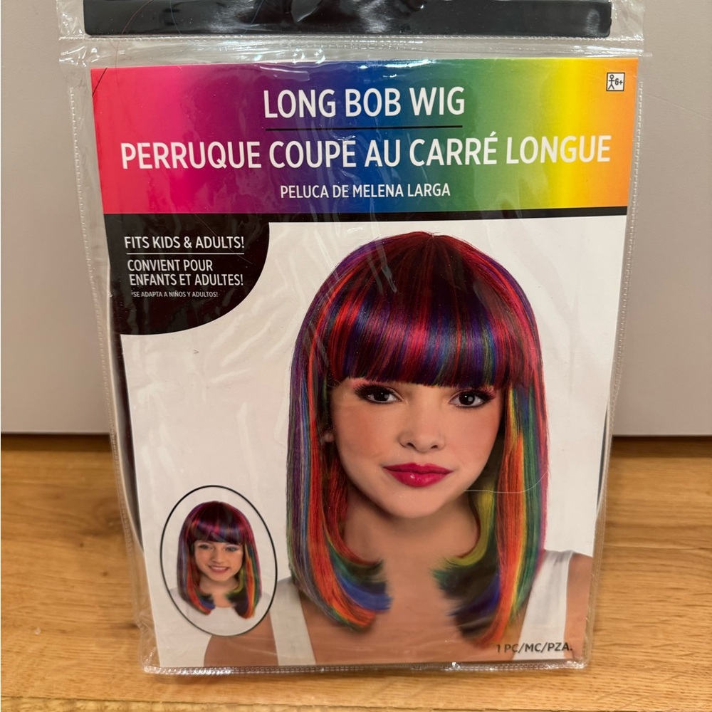 Two New Wigs - Rainbow and Gray/White with Silver Sparkles